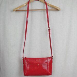 Cole Haan Red Patent Textured Leather Crossbody Purse